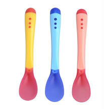 Food grade baby feeding spoon and fork set color changing temperature sensing spoon